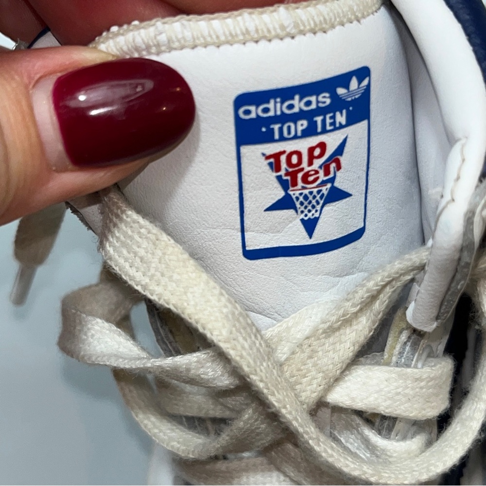Adidas Toddler High Tops White Blue Striped Red Sneakers 6K Baby Shoes Leather 6 - Picture 3 of 16